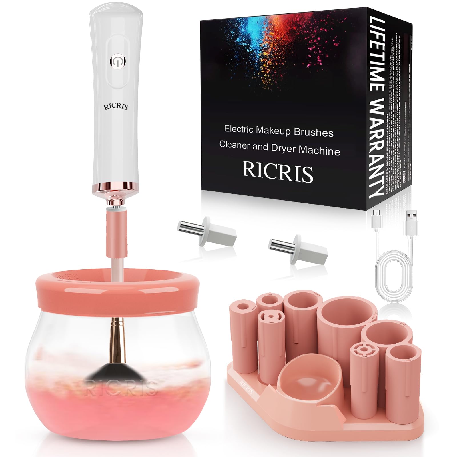 RICRIS electric makeup brush cleaner spinner bowl for quick cleaning action