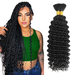 RICROF deep water wave bulk hair in 1B 22-inch for natural braiding texture