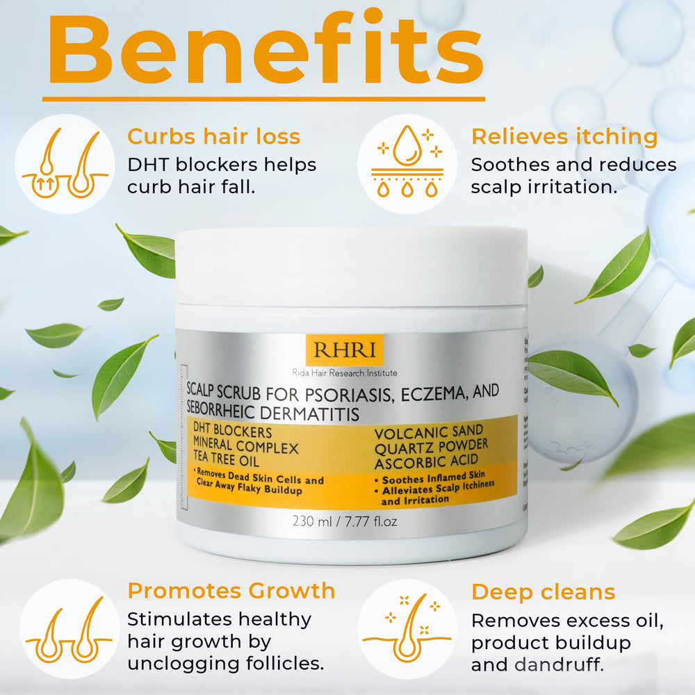 Rida Anti-Fungal Pre-Shampoo Scrub mineral complex highlights nutrient support for scalp