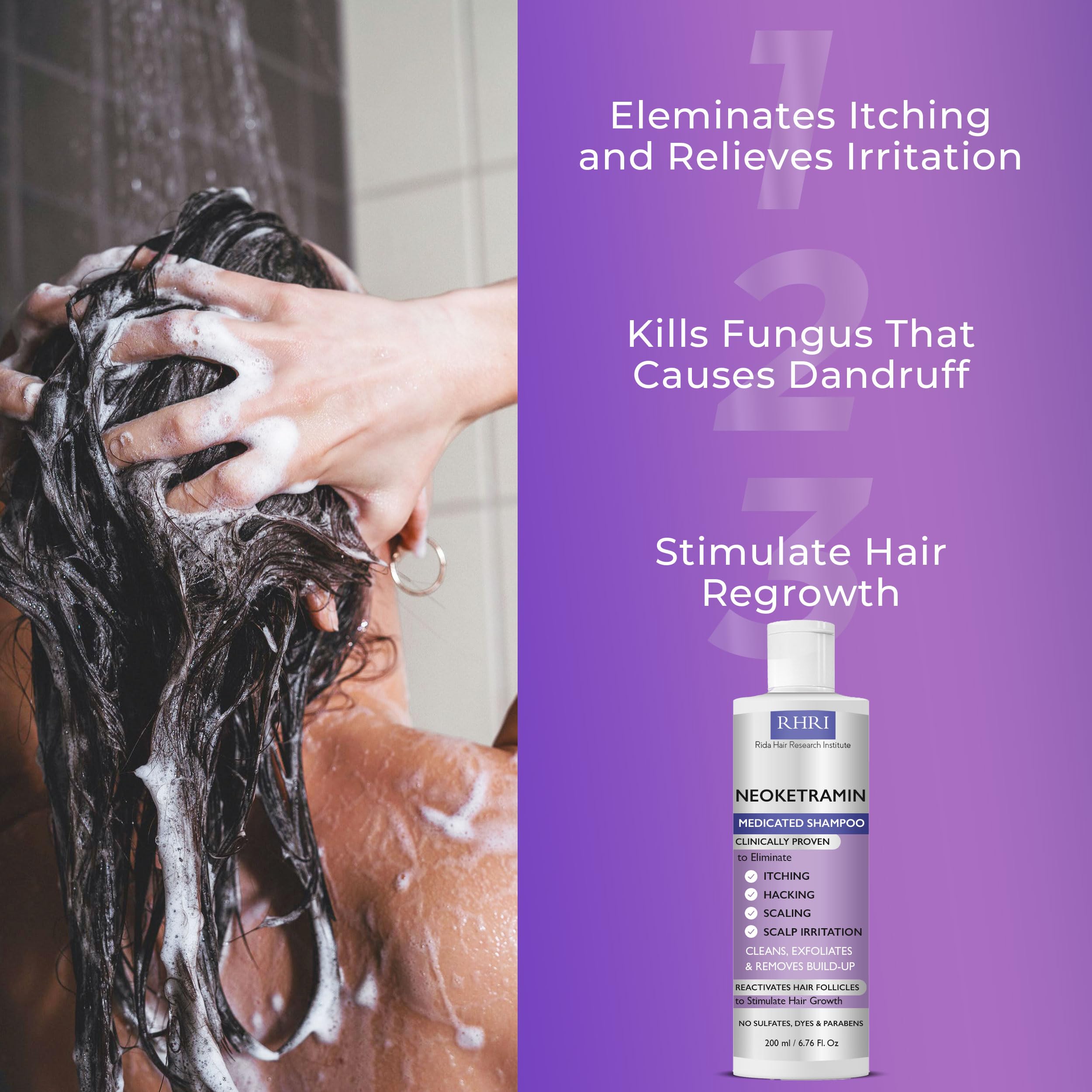 Rida Hair product packaging on shelf suggests easy everyday scalp care