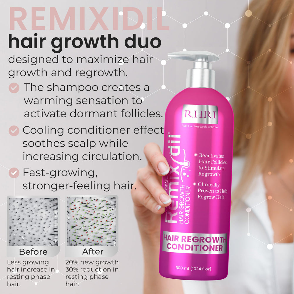 Rida Hair Growth minoxidil-infused label highlights advanced formula.
