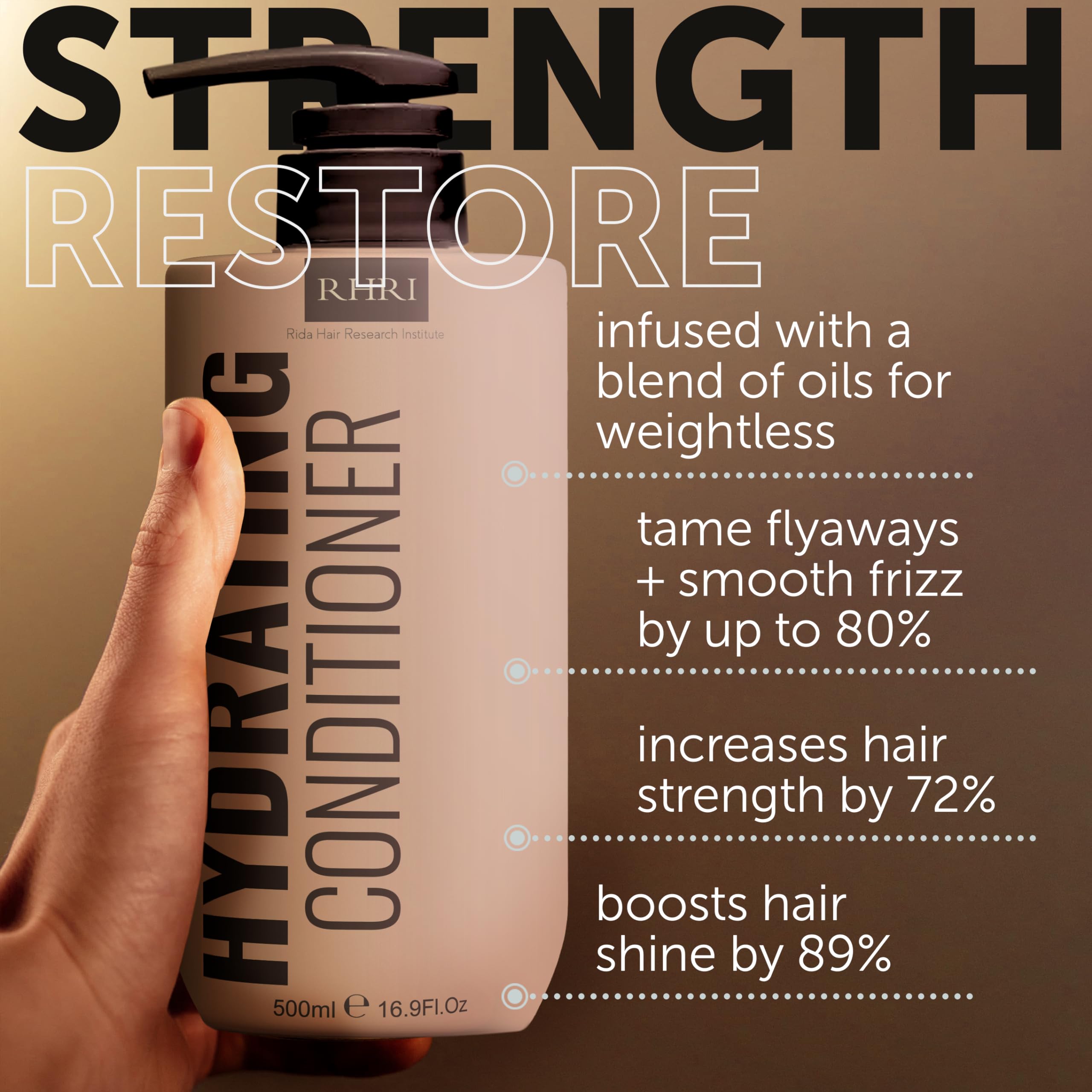 Rida Hair Hydrating Conditioner close-up reveals detangling slip and glossy finish