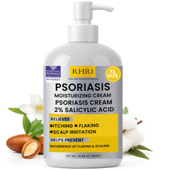 Rida Hair Psoriasis Cream tub bottle shows soothing formula for quick scalp and skin relief