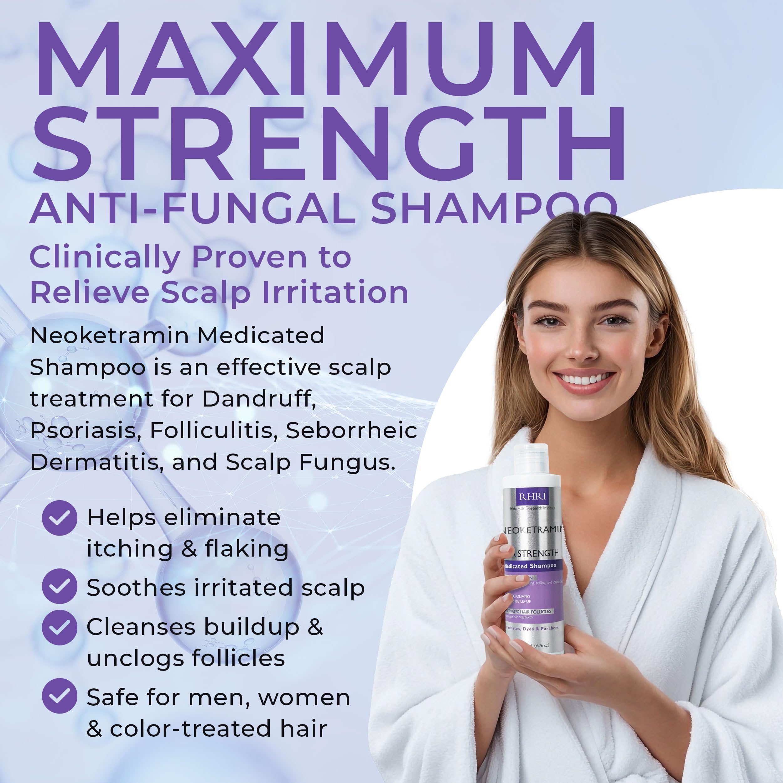 Rida Hair anti-fungal shampoo before-after suggests healthier-looking scalp.