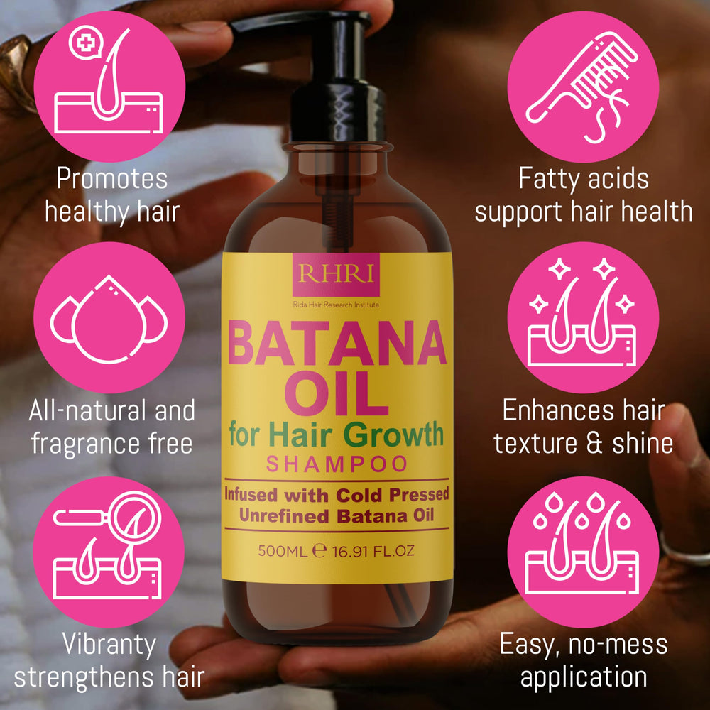 Rida Hair Batana Conditioner bottle promotes smoother, thicker-feeling hair.