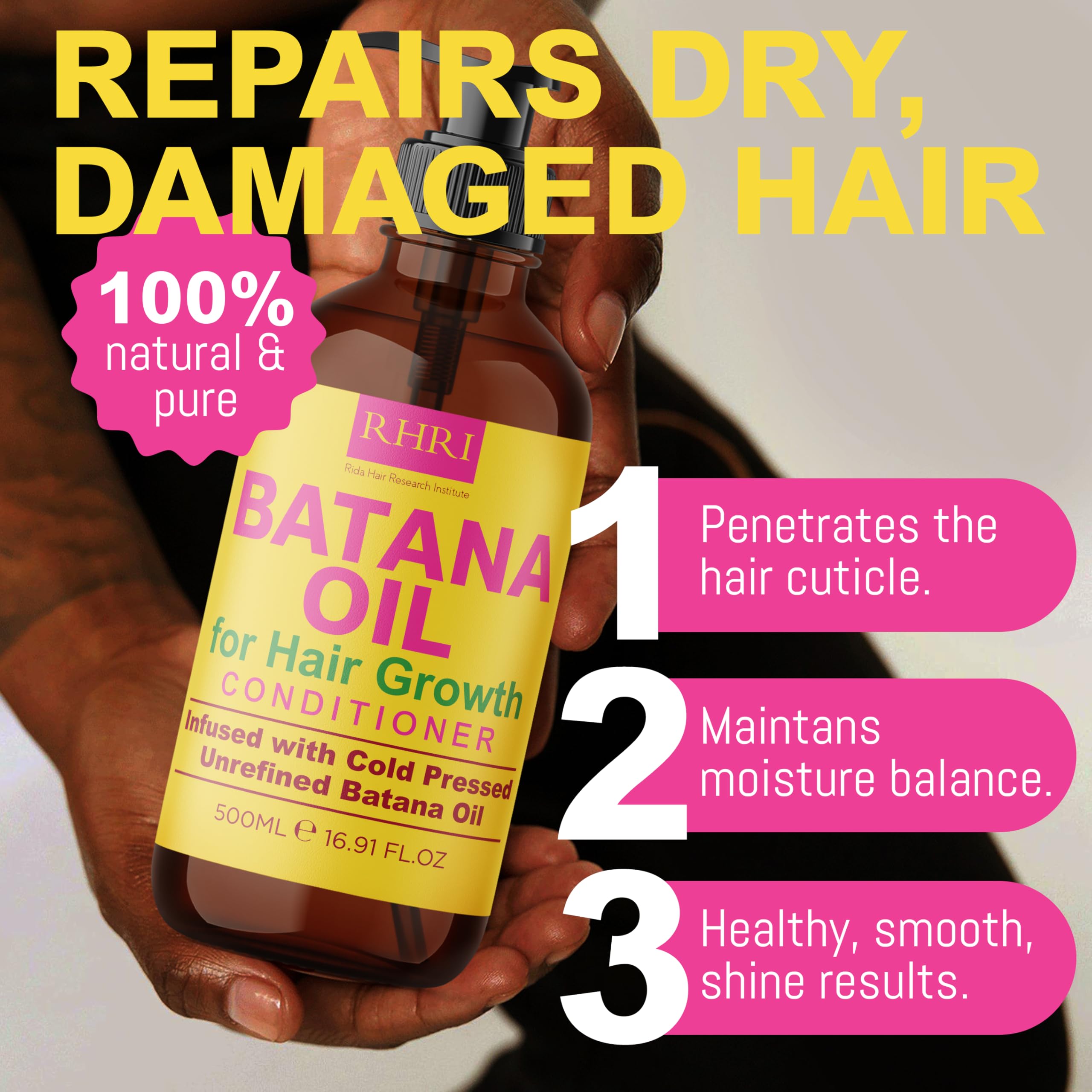 Rida Hair Batana duo reduces frizz and adds natural shine.