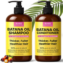 Rida Hair Batana Shampoo bottle demonstrates deep hydration for frizz control.