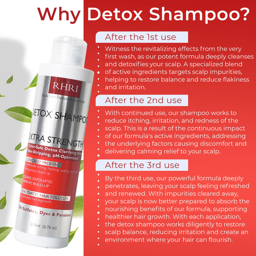 Rida Hair Research Institute Detox foaming lather demonstrates rich cleansing for colour-treated hair