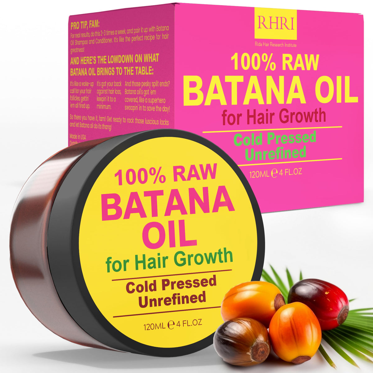 Rida Hair Research Institute Batana round jar closeup showing nutrient-rich oil for scalp nourishment