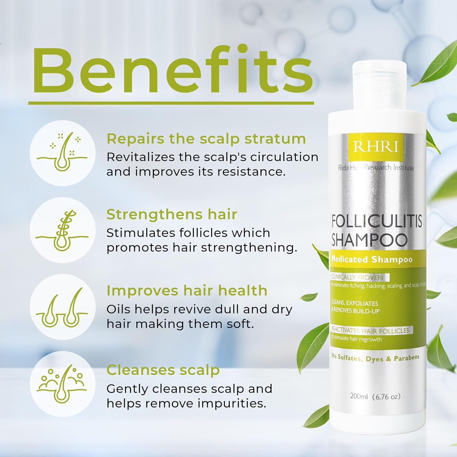 Rida Hair Research Institute Folliculitis shampoo lather showing exfoliating action