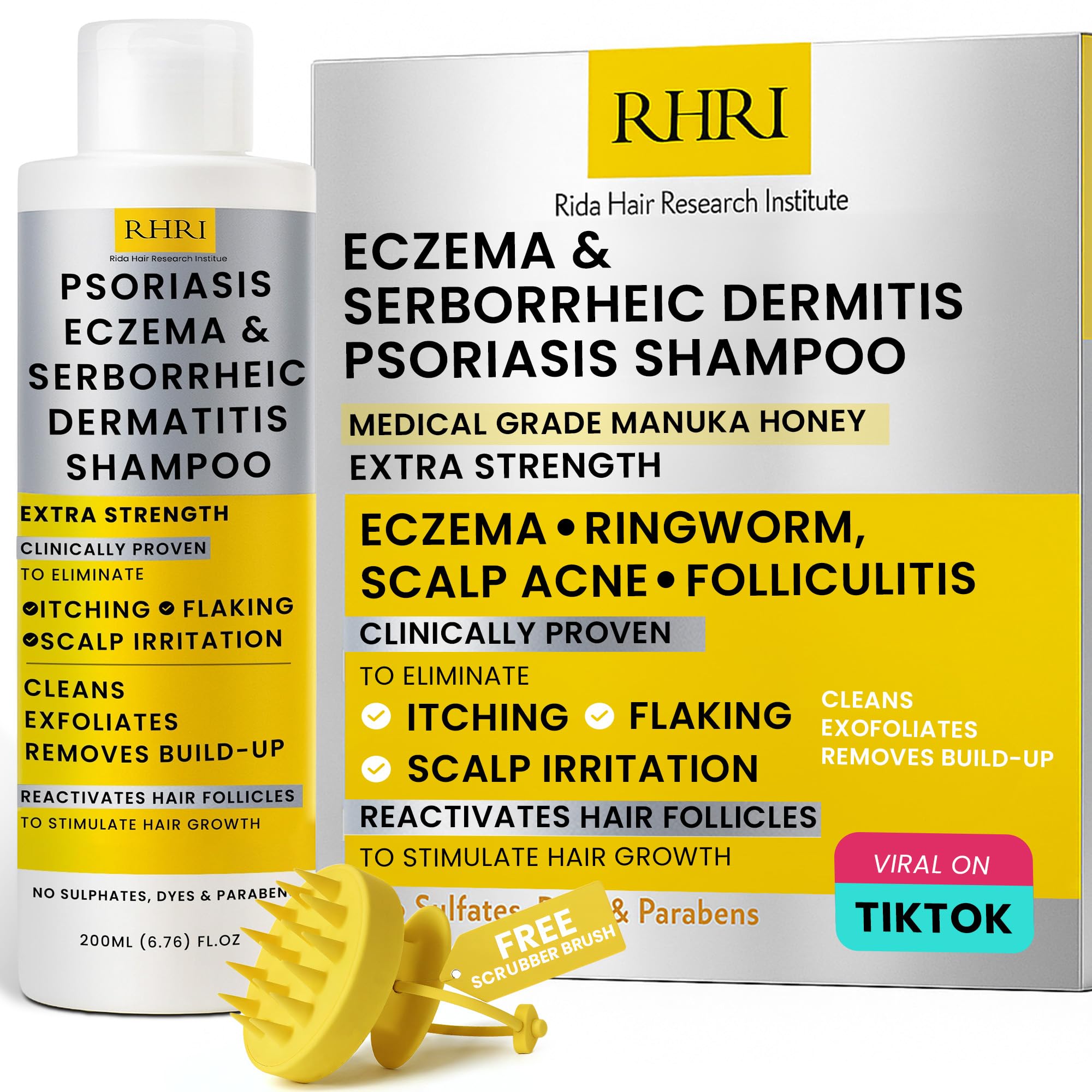 Rida Hair Research Institute psoriasis shampoo bottle for itchy scalp relief