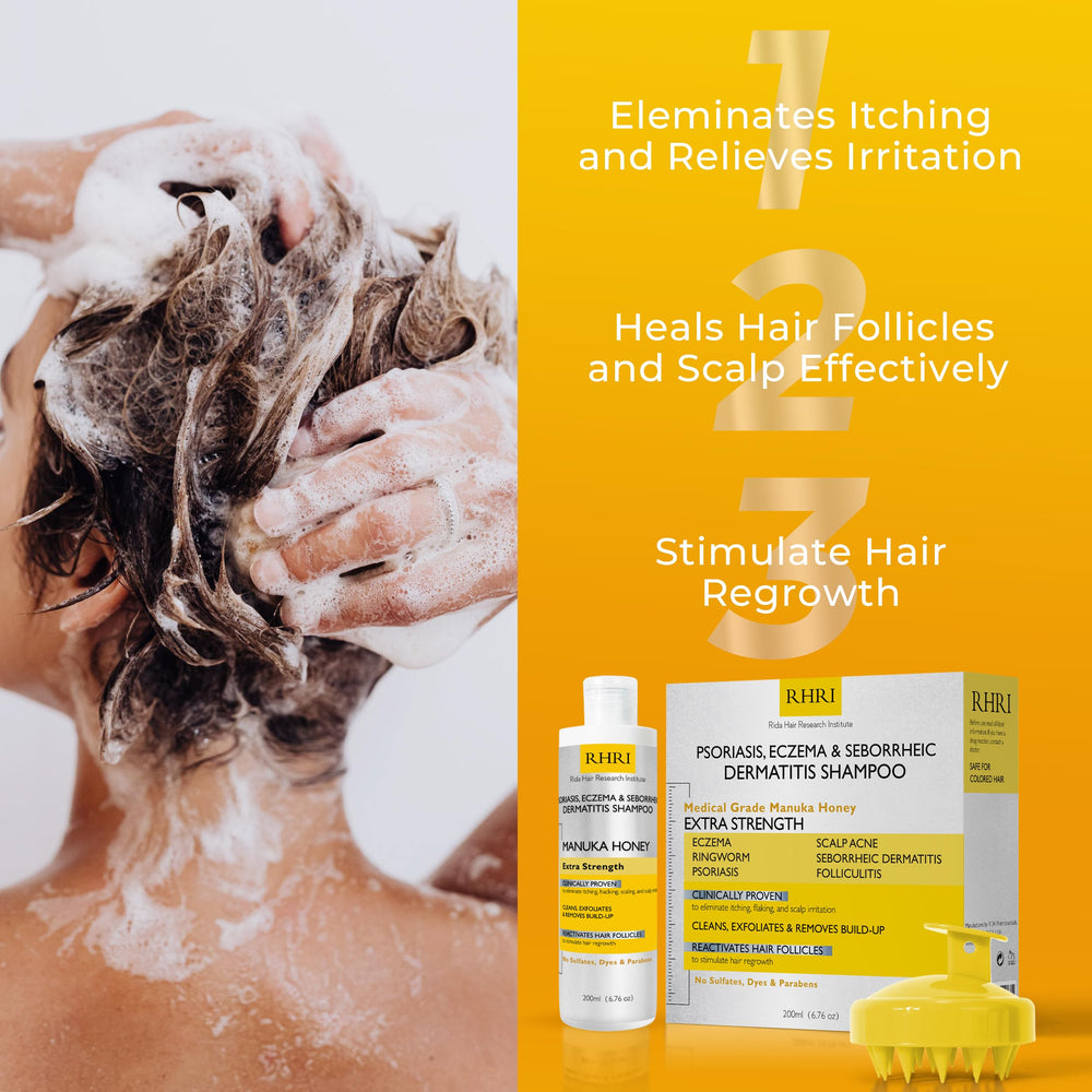 Rida Hair Research Institute psoriasis shampoo lather for a clean scalp