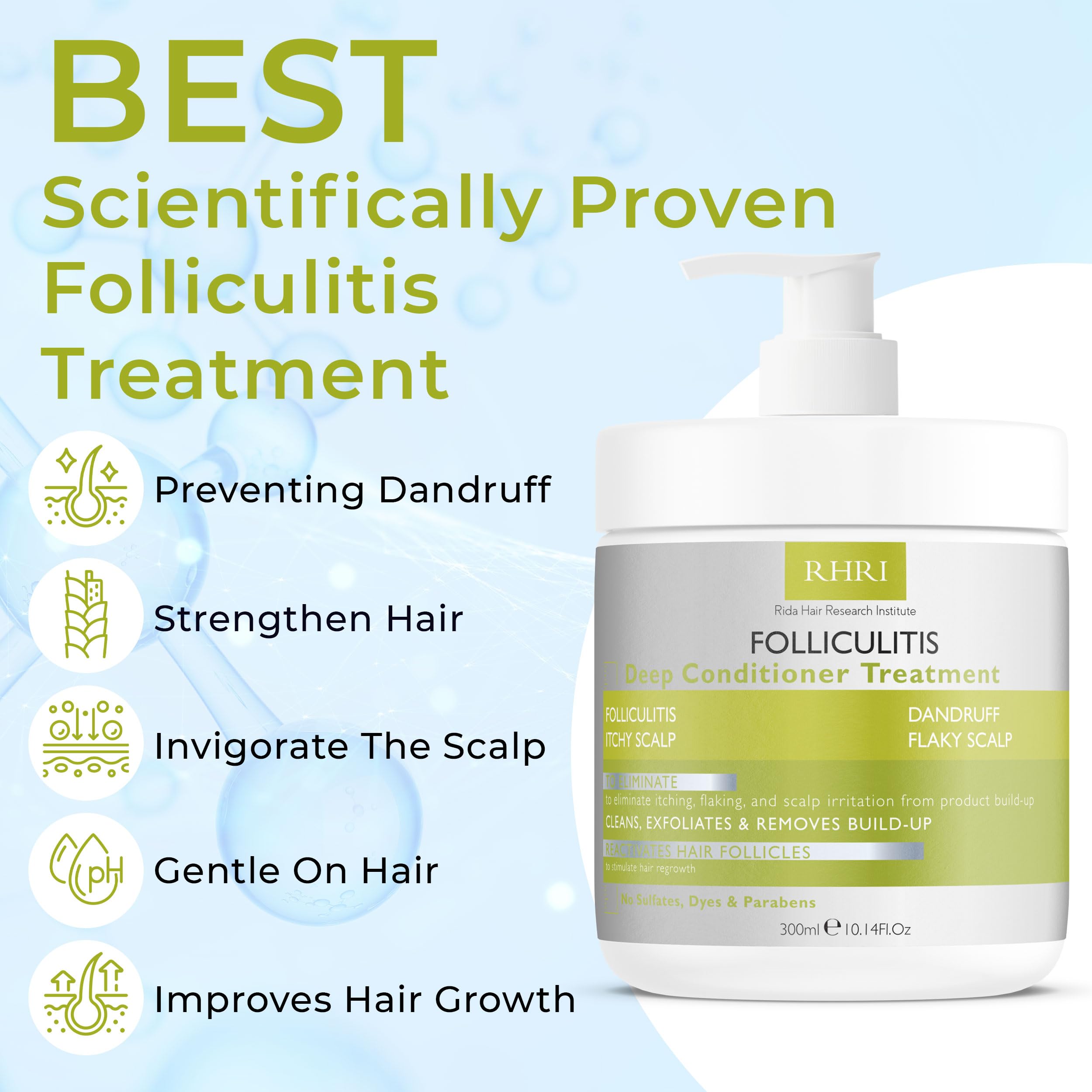 Rida Hair scalp-care application close-up applying conditioner to scalp for cooling relief.