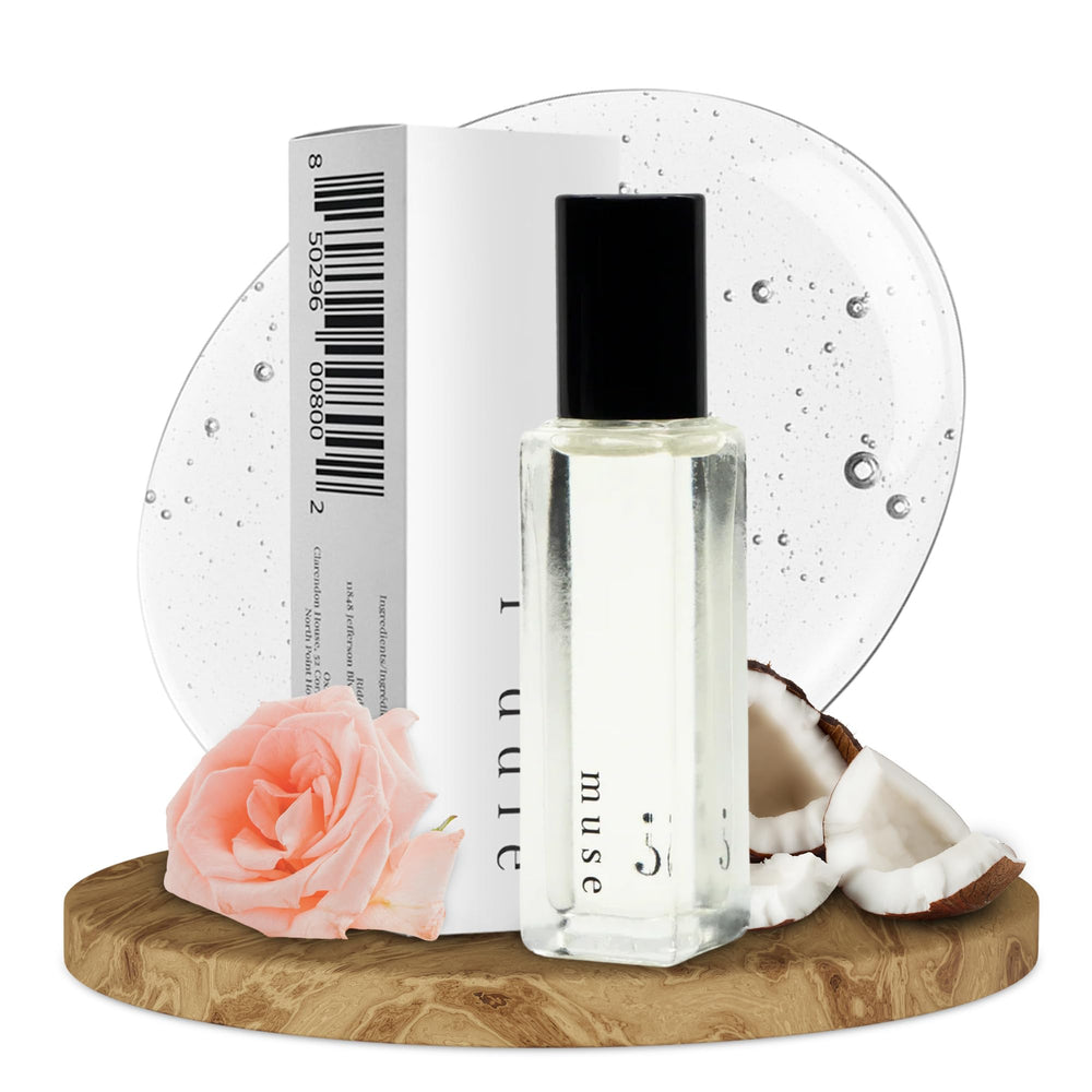 Riddle Oil Muse Roll-On bottle close-up showing citrus floral notes for daily wear