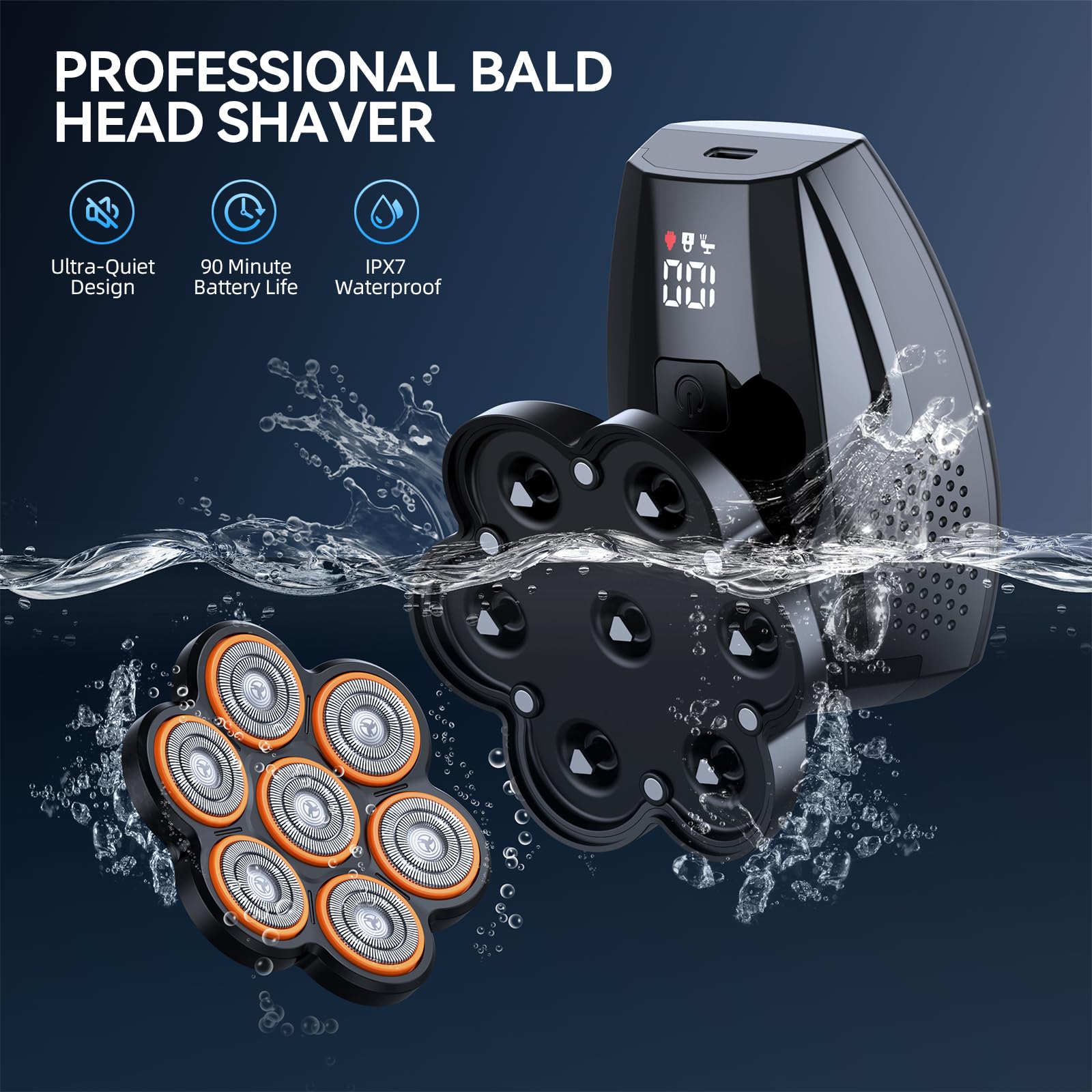 RieZanthic head shaver with 3 speeds for customized comfort.