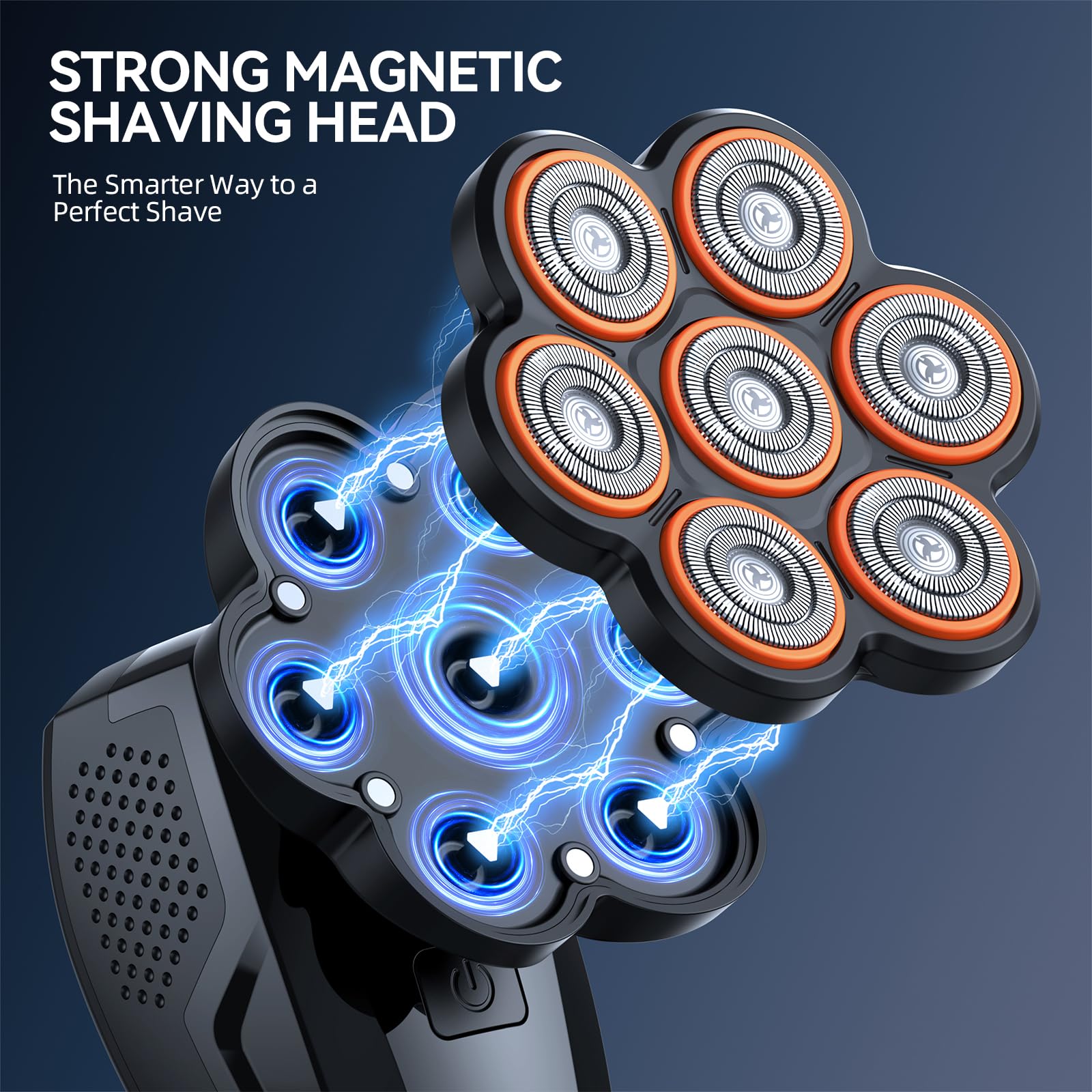 RieZanthic head shaver with USB-C fast recharge for quick power-ups.