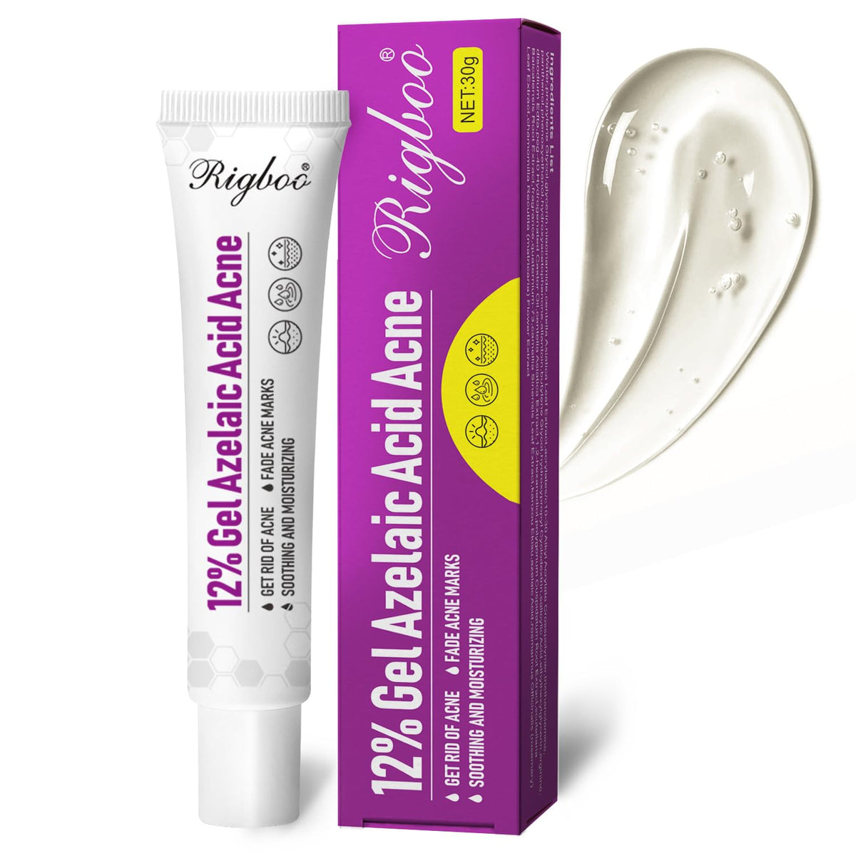 RIGBOO azelaic acid 12% serum bottle for daily use and clarity