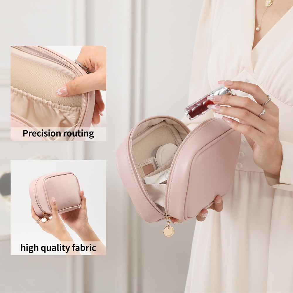 RIGHT AWAY makeup bag with inner pockets for organized cosmetics.