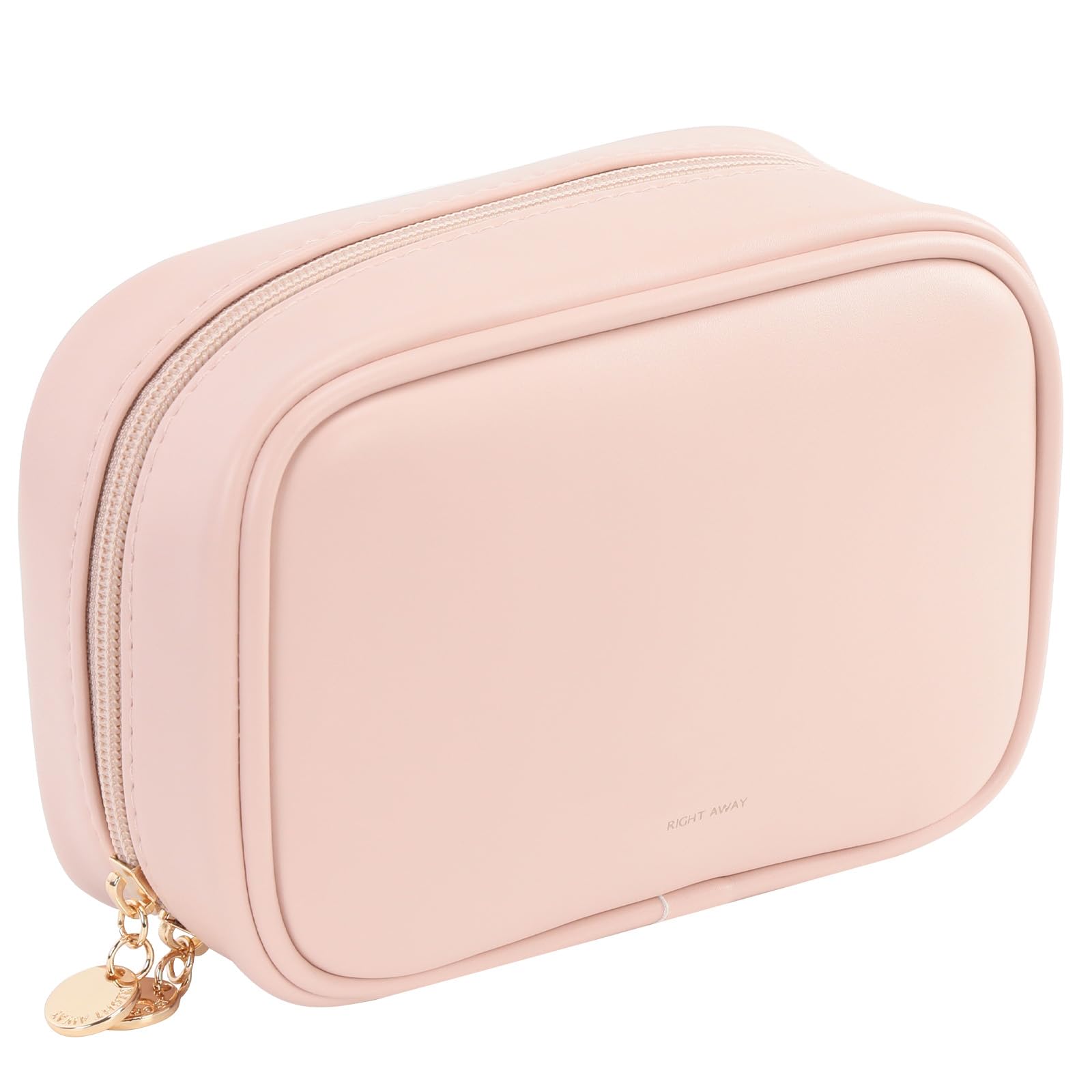 RIGHT AWAY small makeup bag stand-up design keeps essentials within reach.