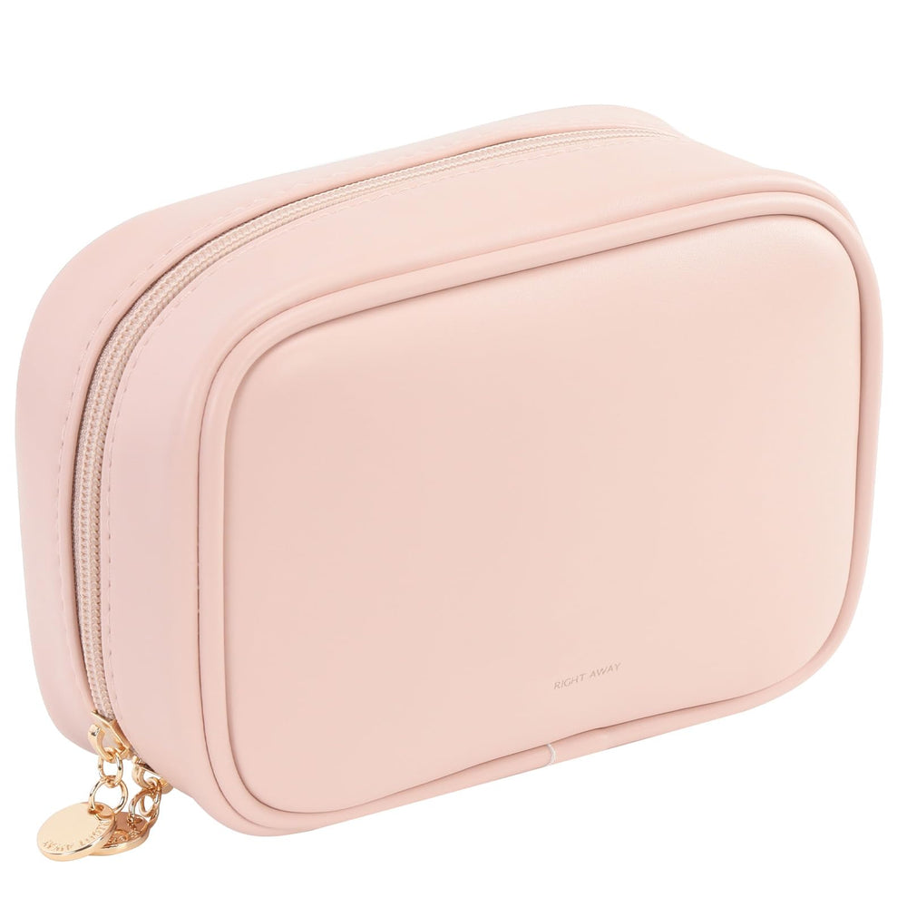 RIGHT AWAY small makeup bag stand-up design keeps essentials within reach.