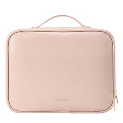 Right Away travel toiletry bag pink closed — compact storage for travel essentials.