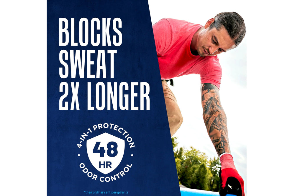 Brand logo close-up on Right Guard Sport packaging signaling trusted freshness.