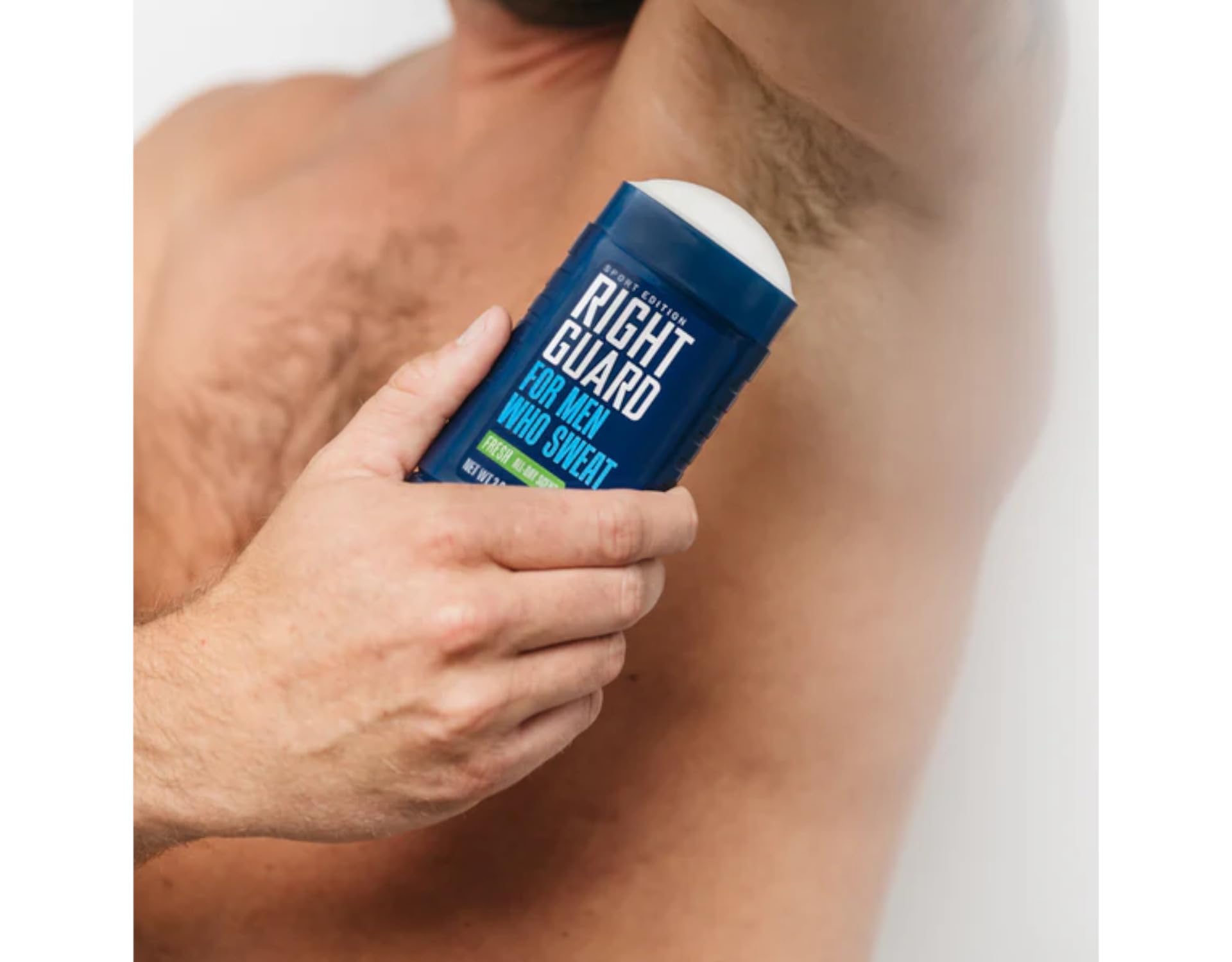 Right Guard Sport Fresh three-pack display emphasizes on-the-go freshness.