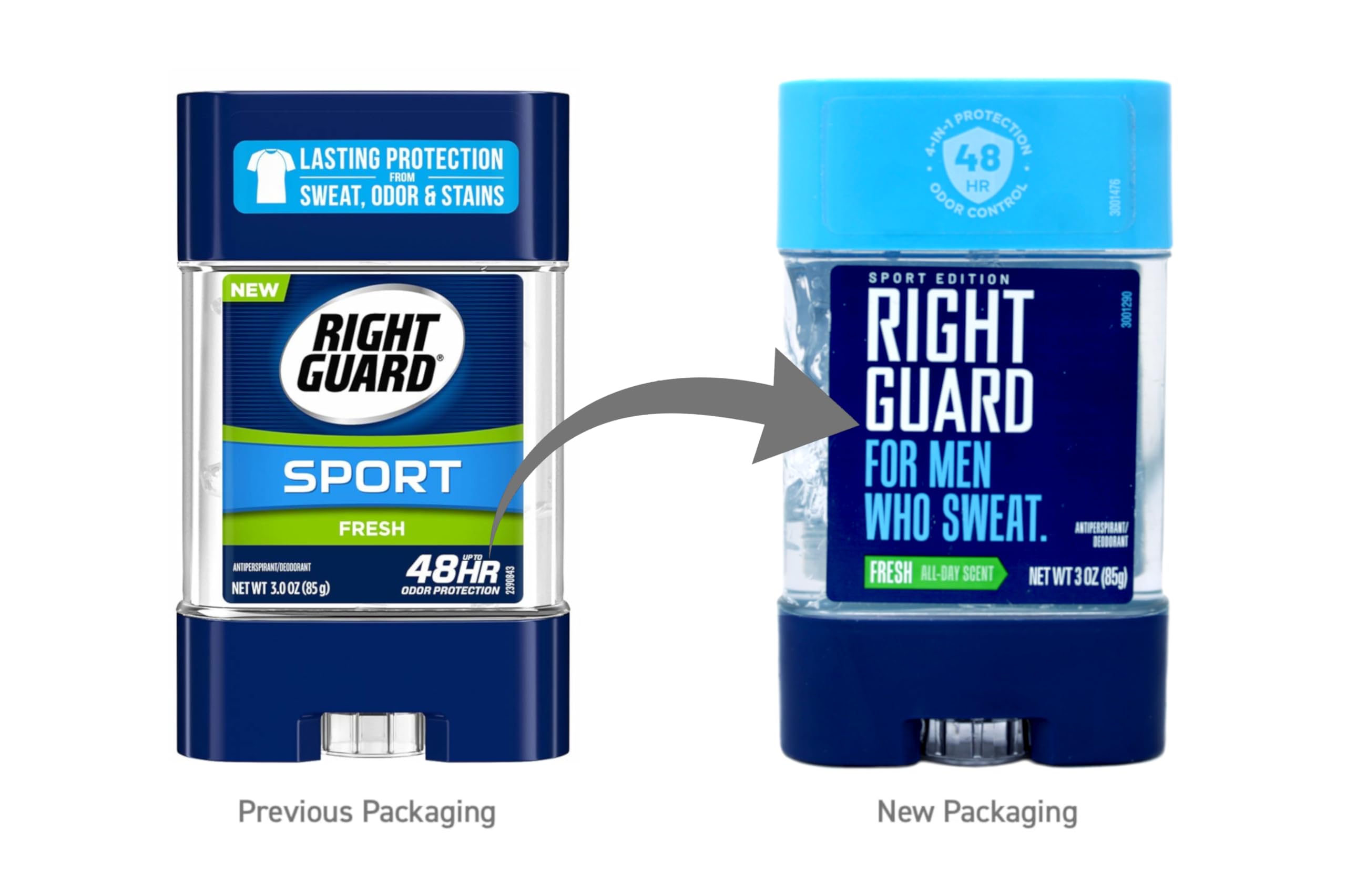 Right Guard Sport fresh scent for long days and workouts.