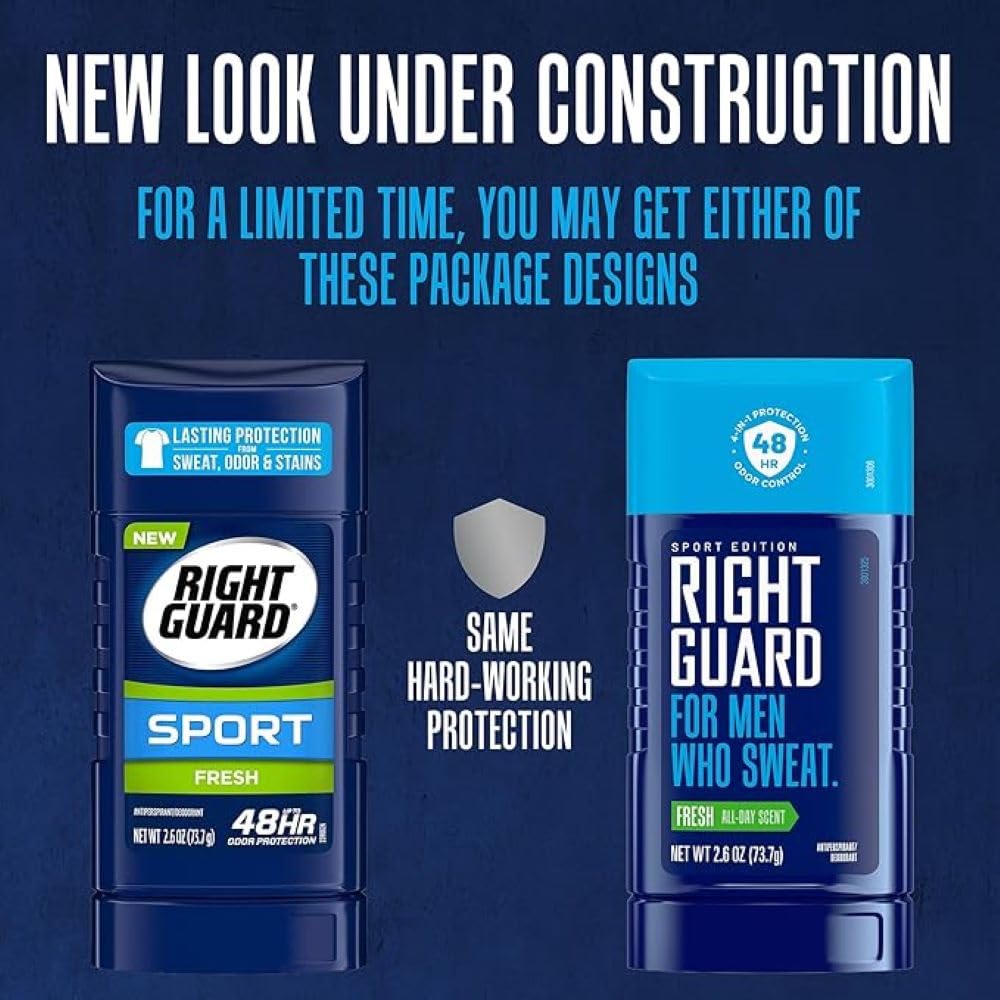 Right Guard Sport Fresh stick shows convenient solid for on-the-go use.