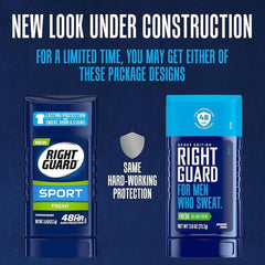 Right Guard Sport Fresh stick shows convenient solid for on-the-go use.