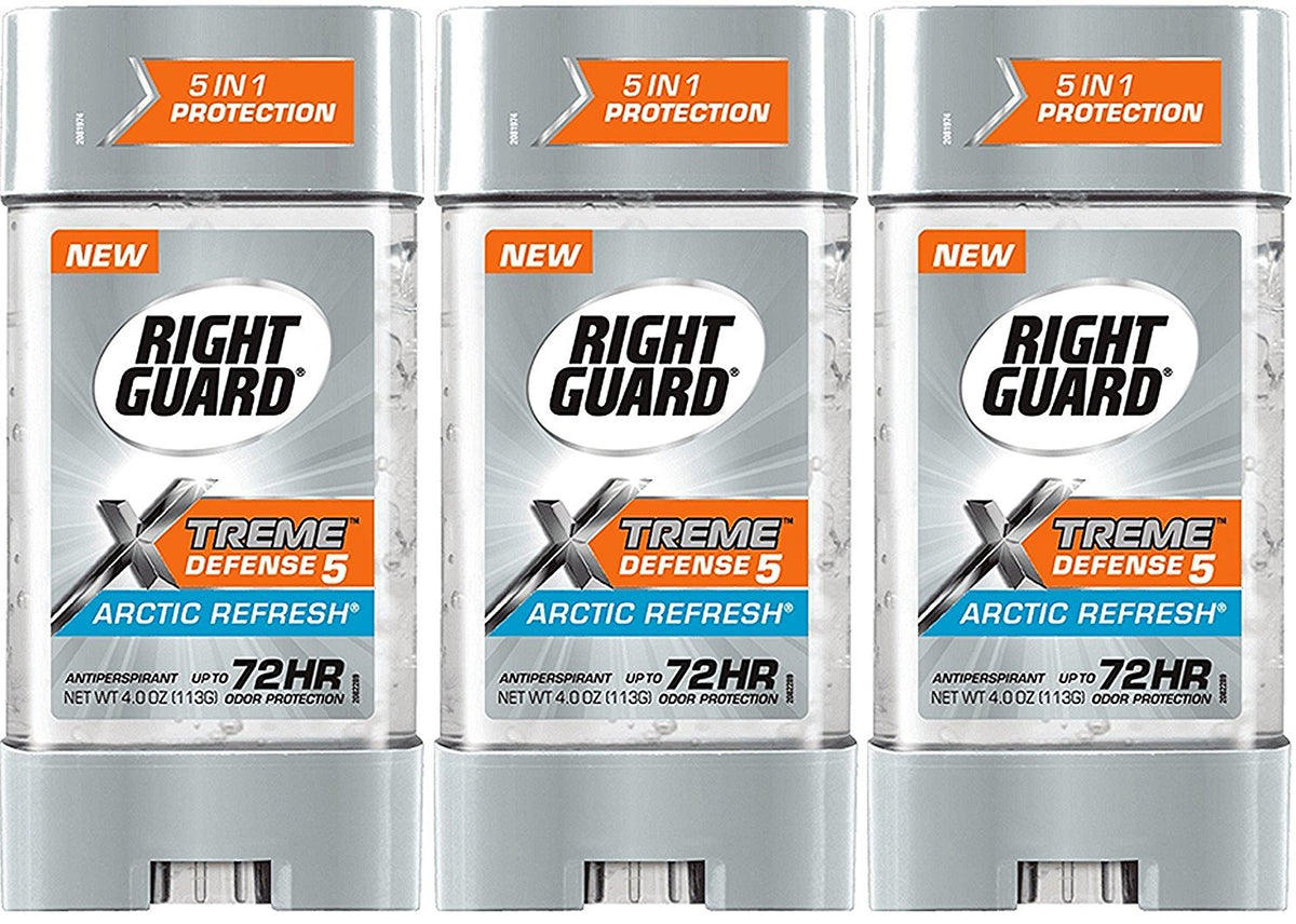 Right Guard Total Defense 5 Power Gel Artic Refresh bottle front with emphasis on all-day protection