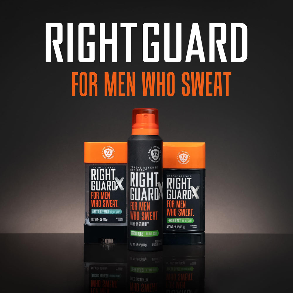 Right Guard Xtreme Defense USA-made formula highlights trusted protection.
