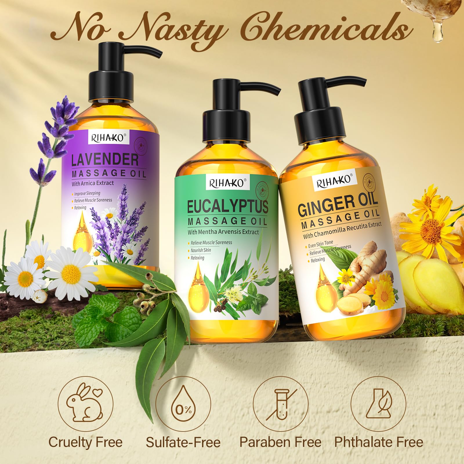 RIHAKO silky-skin massage-oil texture for smooth skin