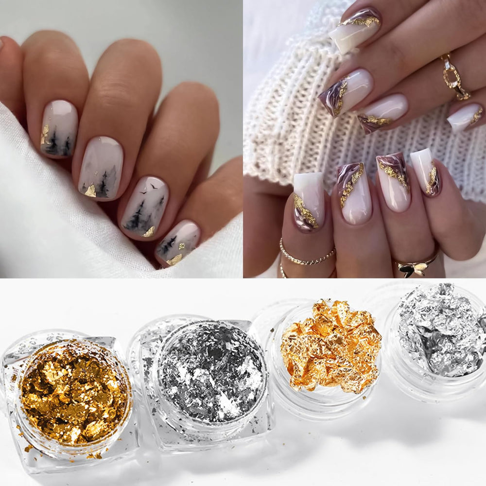 RIICFDD complete gold foil flakes for nails providing refined shine