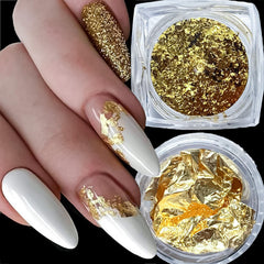 RIICFDD irregular gold flakes on nail design for textured manicure