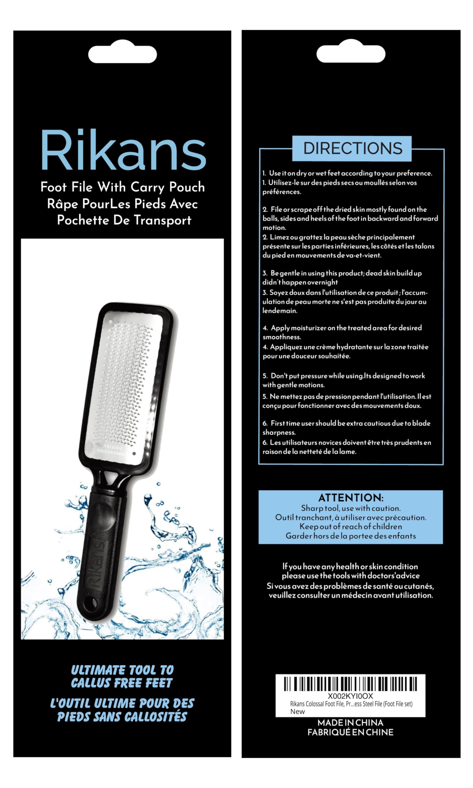 Rikans Colossal Foot File dry-use highlights ergonomic design for comfortable grip.