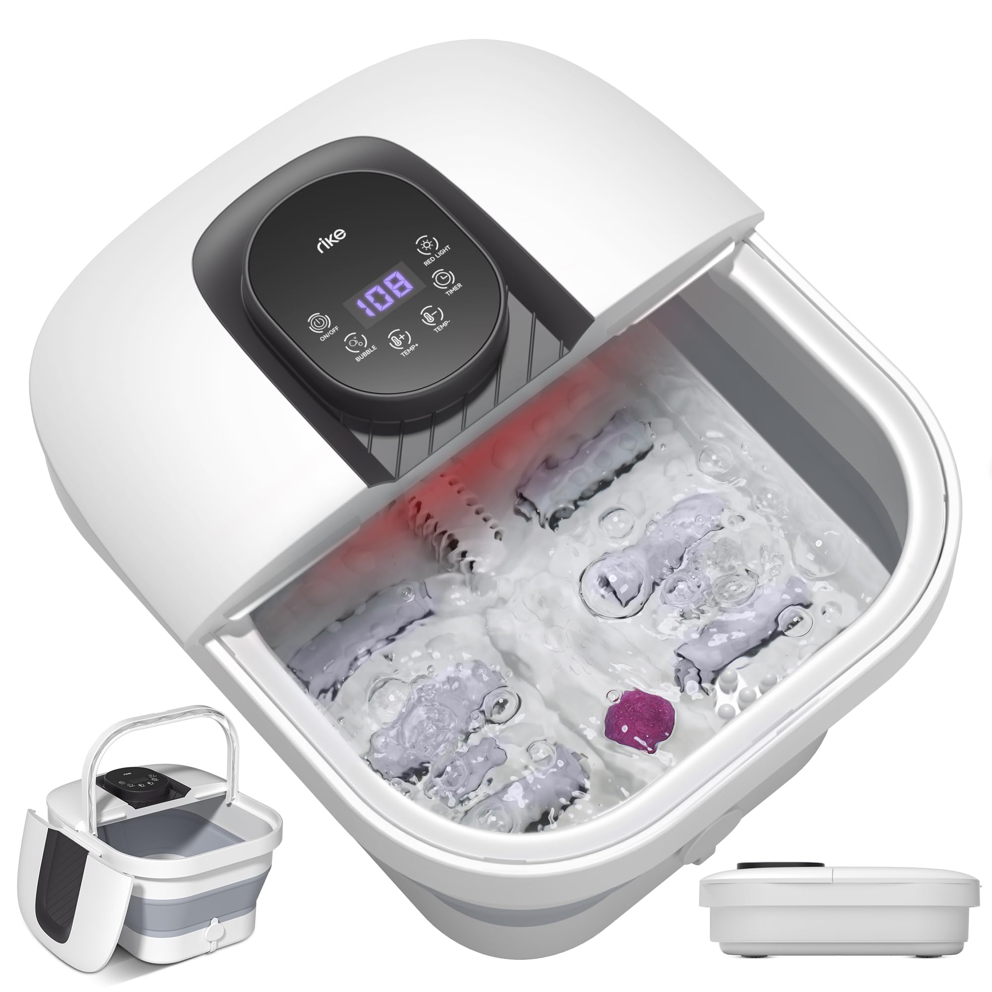 RIKE collapsible foot spa folded for easy storage