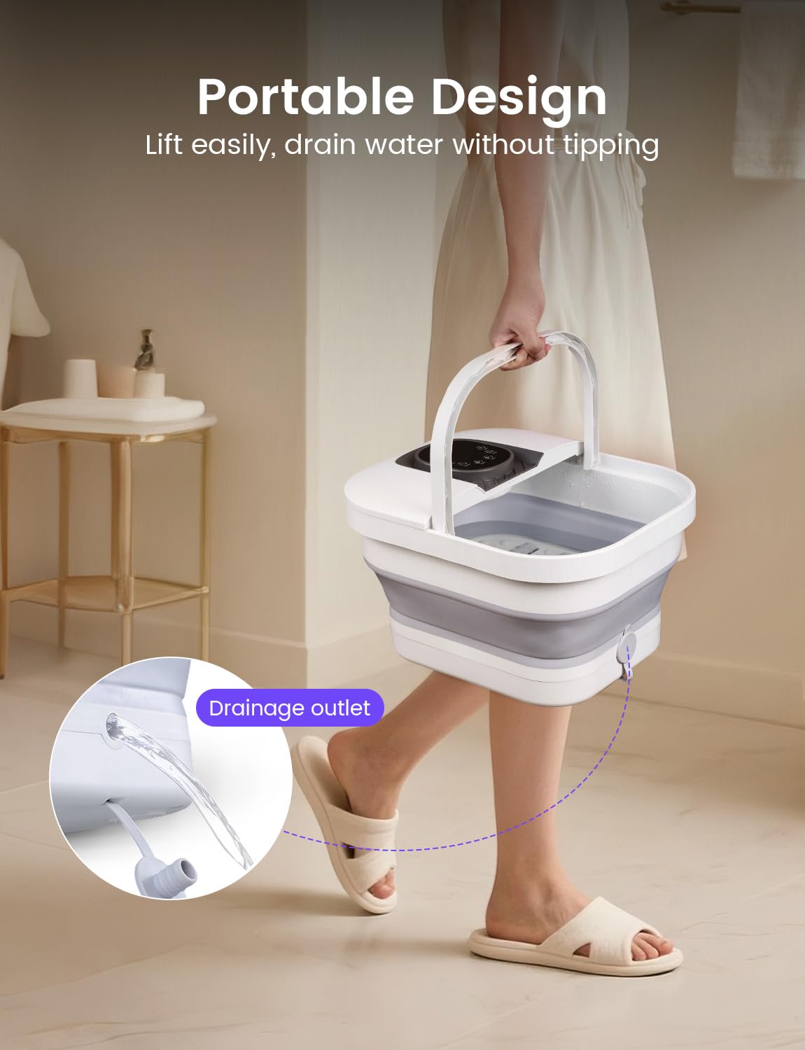 RIKE collapsible foot spa travel-friendly design for portability