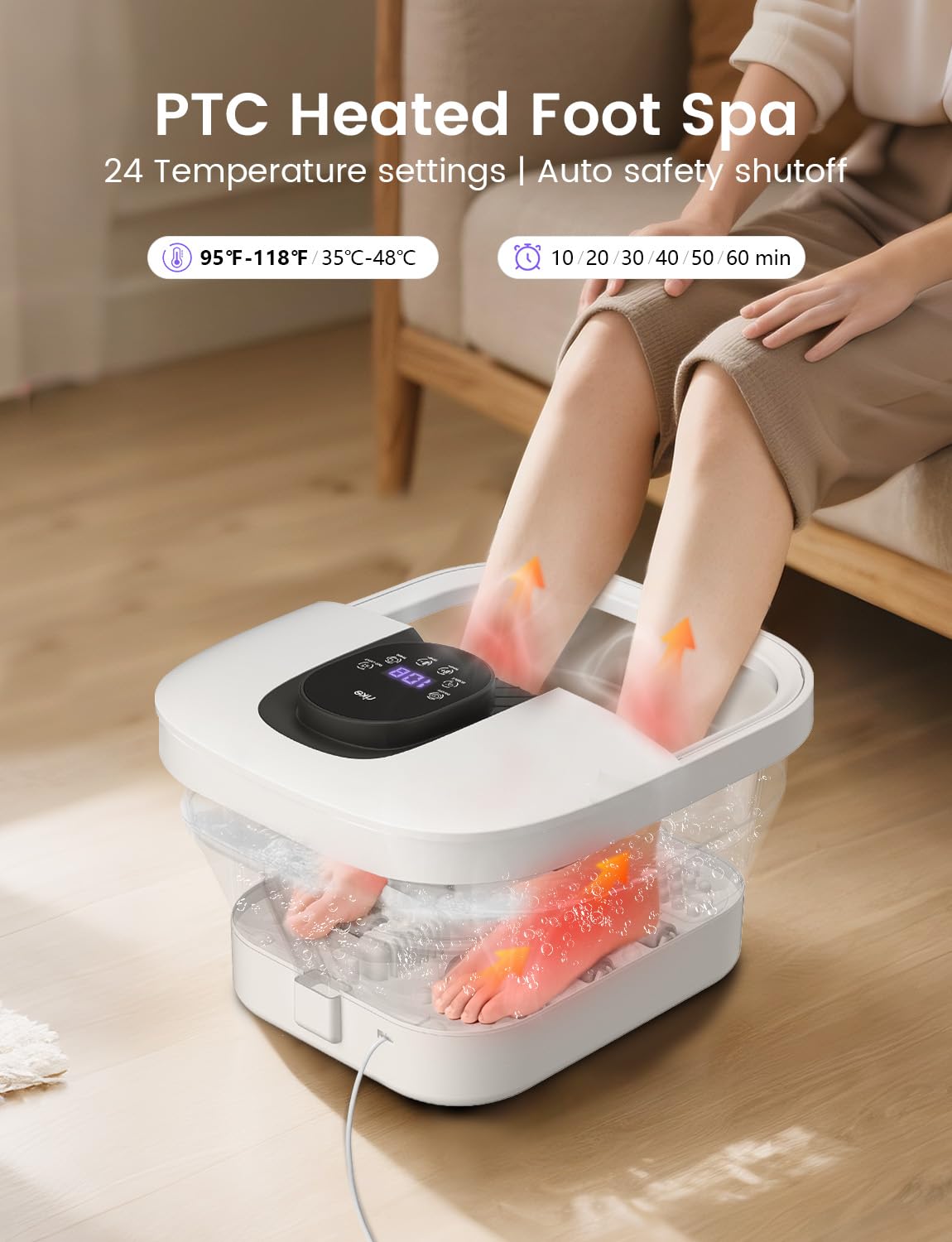 RIKE foot spa bubbles with red light for soothing warmth