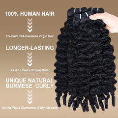 Rilago Burmese curly bundles 20in water wave display elongated, bouncy waves with healthy luster.