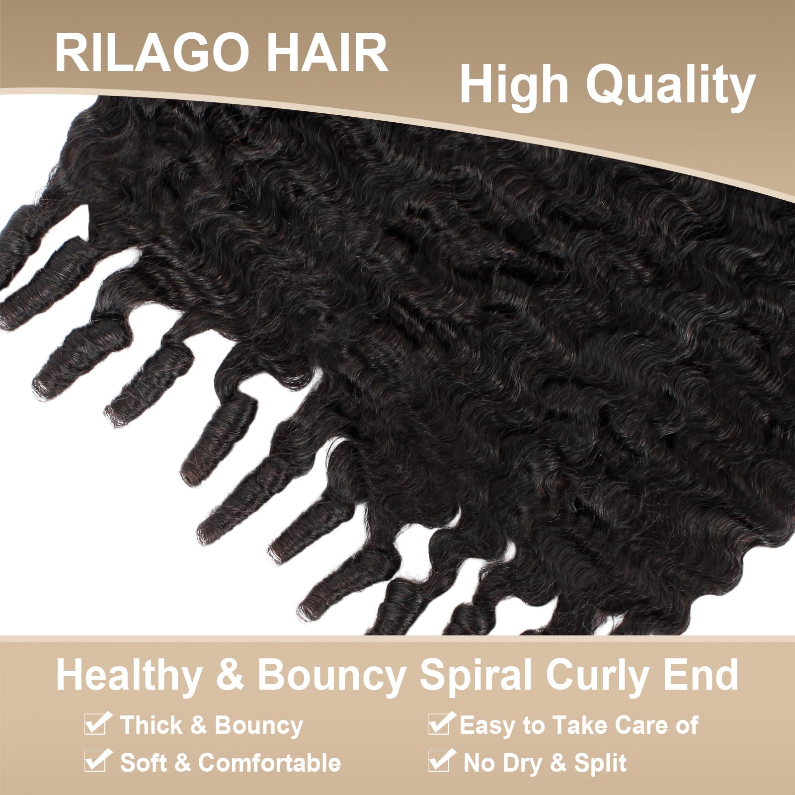 Rilago Burmese curly bundles spiral curly end detail enhances texture and definition.