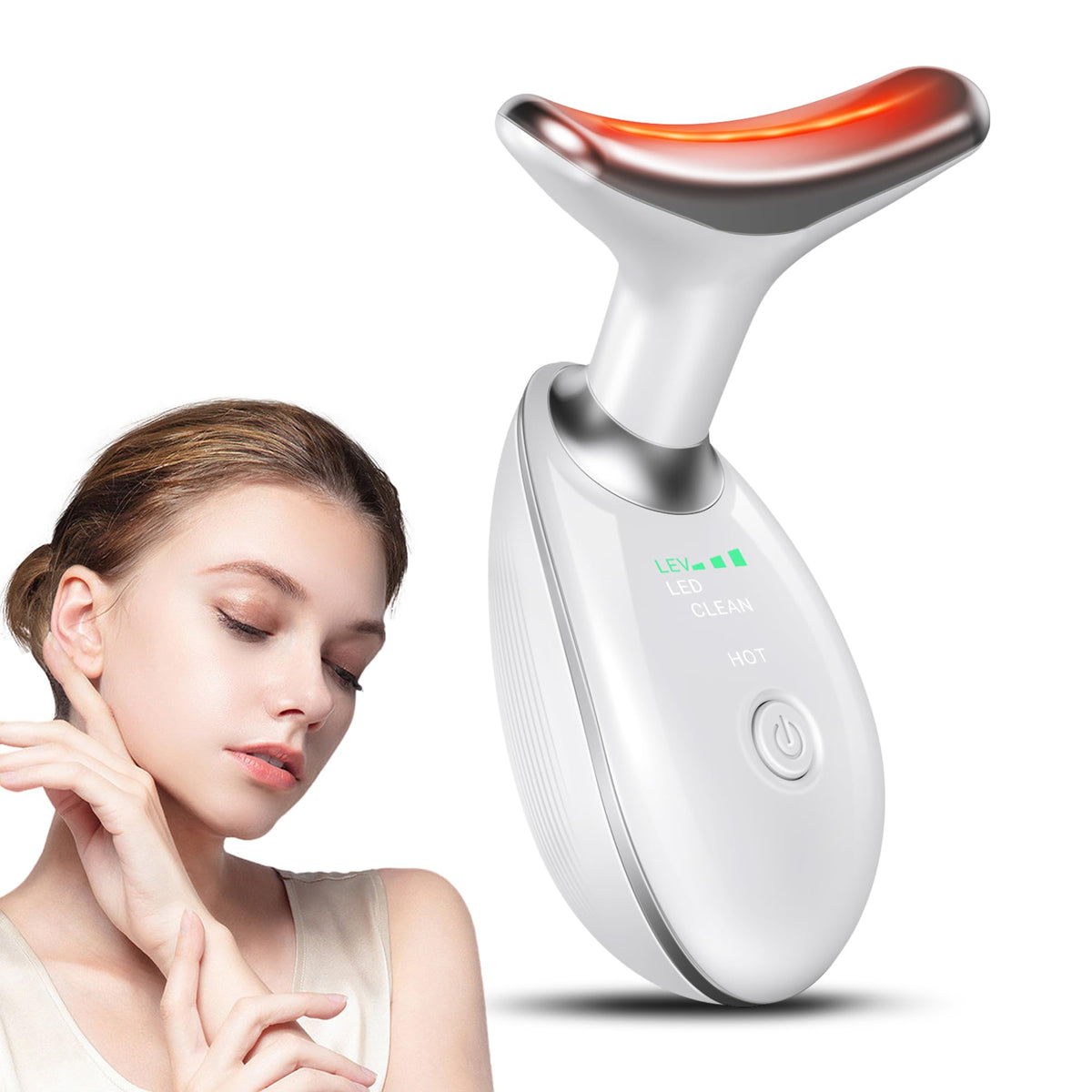rilzii neck and massager close-up showing contour lift potential for firmer jawline