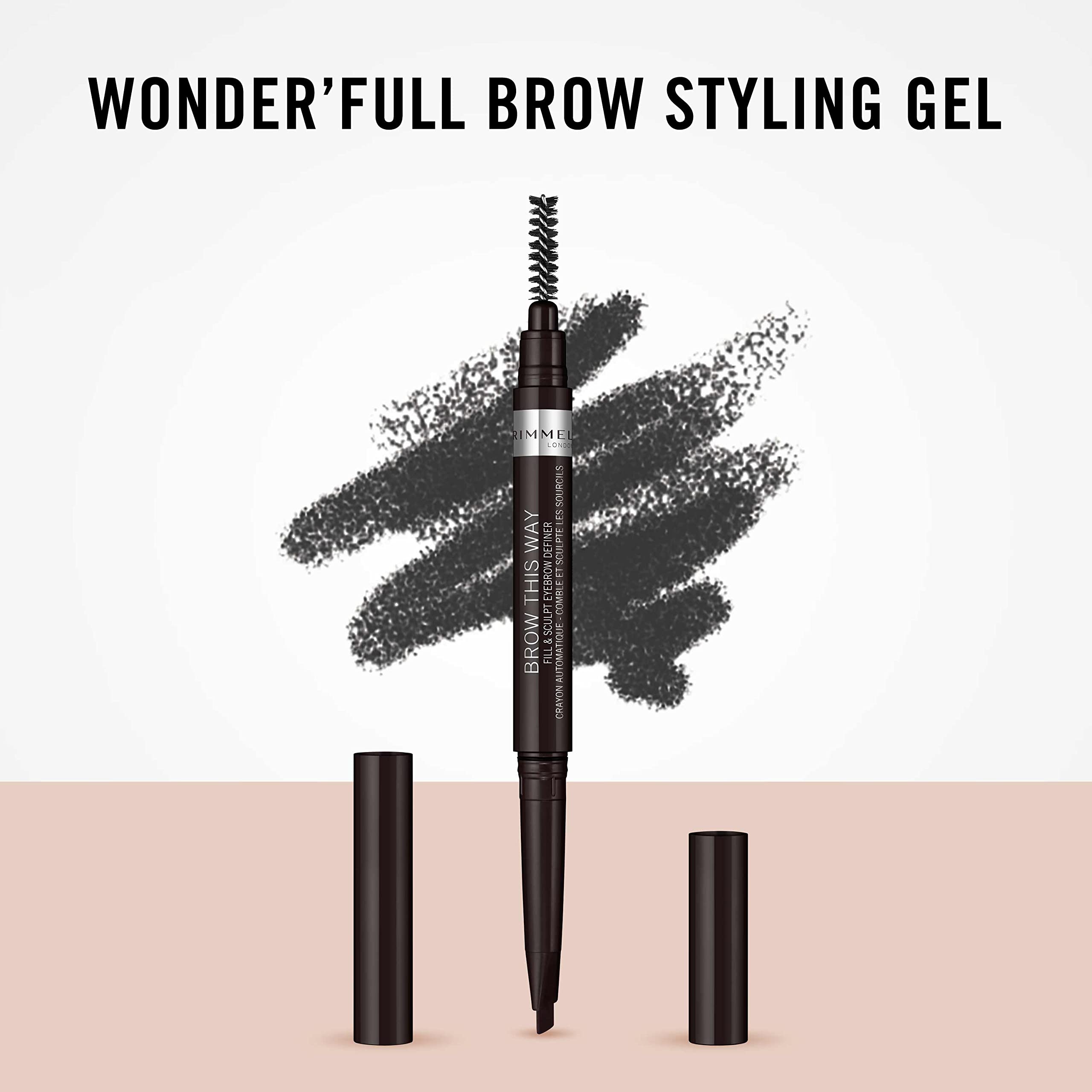 Rimmel Brow This Way brush applicator in use for quick shaping.