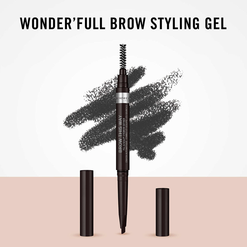 Rimmel Brow This Way brush applicator in use for quick shaping.