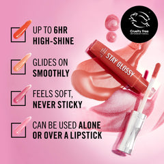 Rimmel Stay Glossy Claridge's Ruby over lipstick for pigment boost and shine.