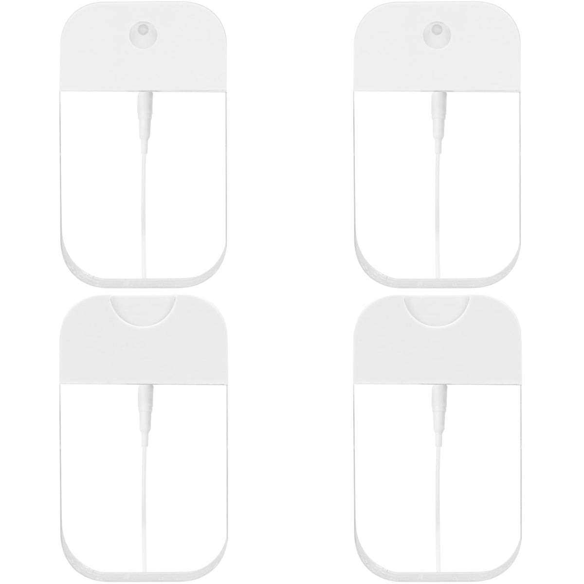 Rimoev clear spray bottles 4-pack front view, travel-ready storage for perfumes and sanitizers.