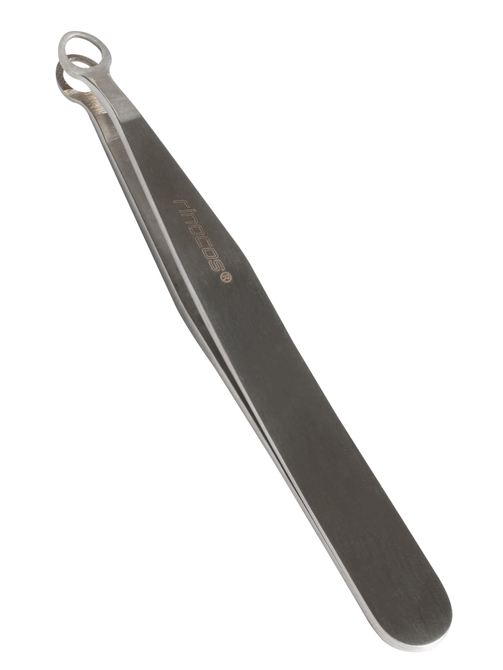 Rinocos round-tip tweezers closeup highlighting safety and precision for grooming