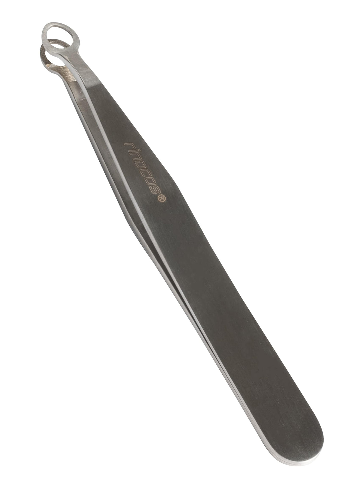 Rinocos round-tip tweezers closeup highlighting safety and precision for grooming