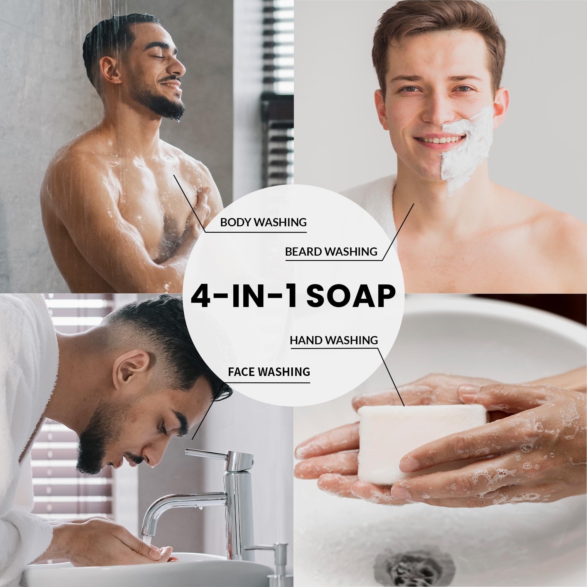 Rinse & Robust six-bar display shows varied scents for sharing.