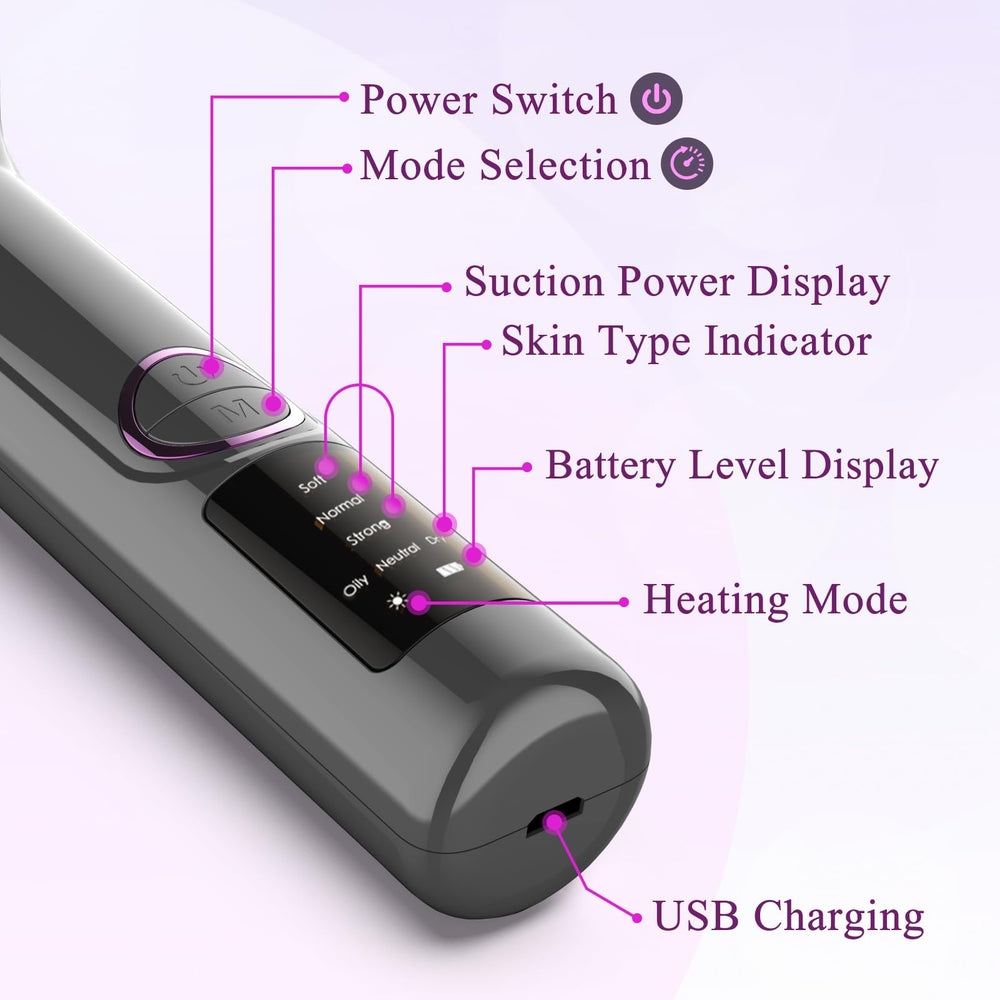 Rinycwa heating mode display highlights pore prep for easier suction.